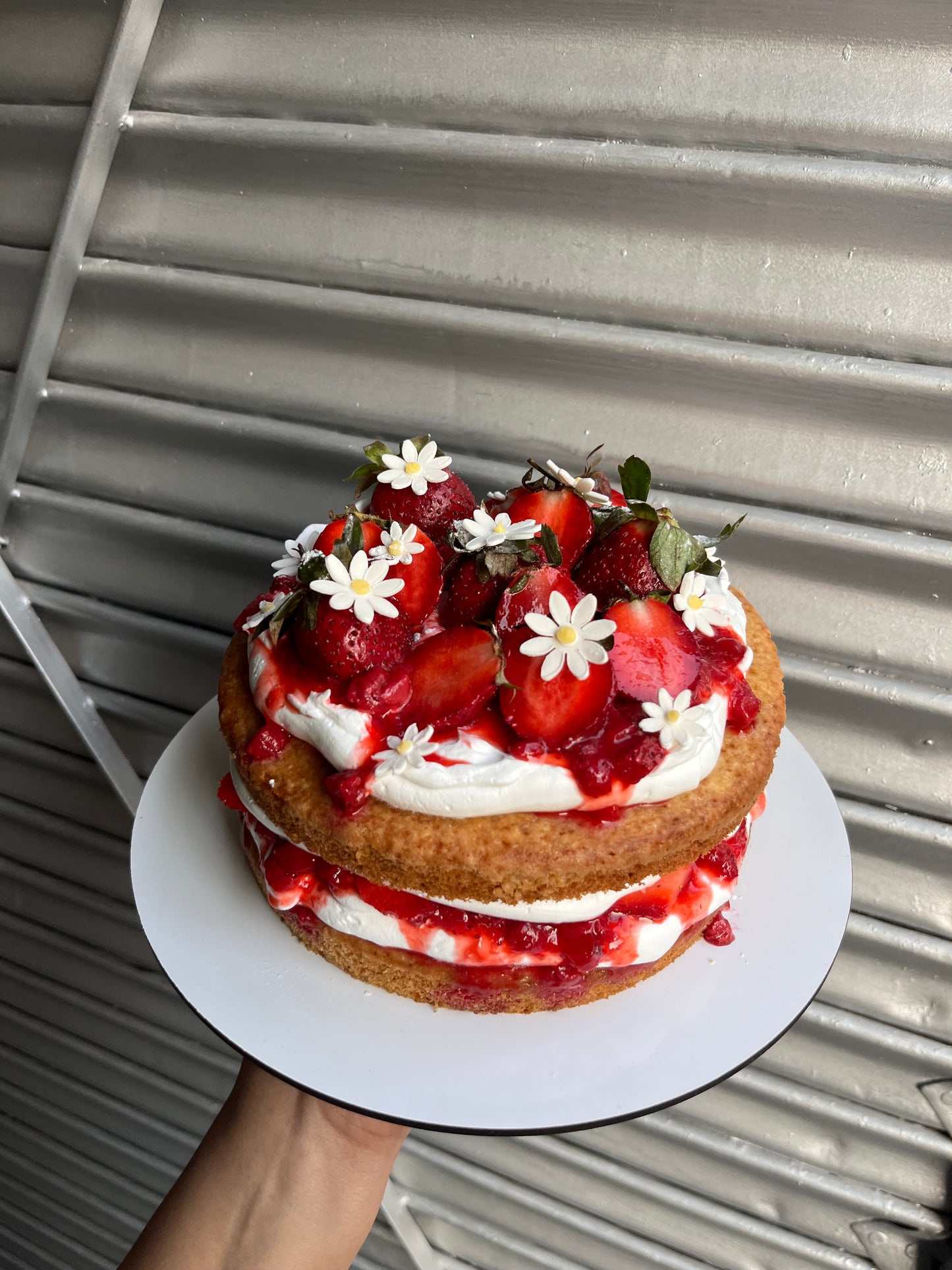 Vanilla Strawberry Whipped Cream Naked Cake