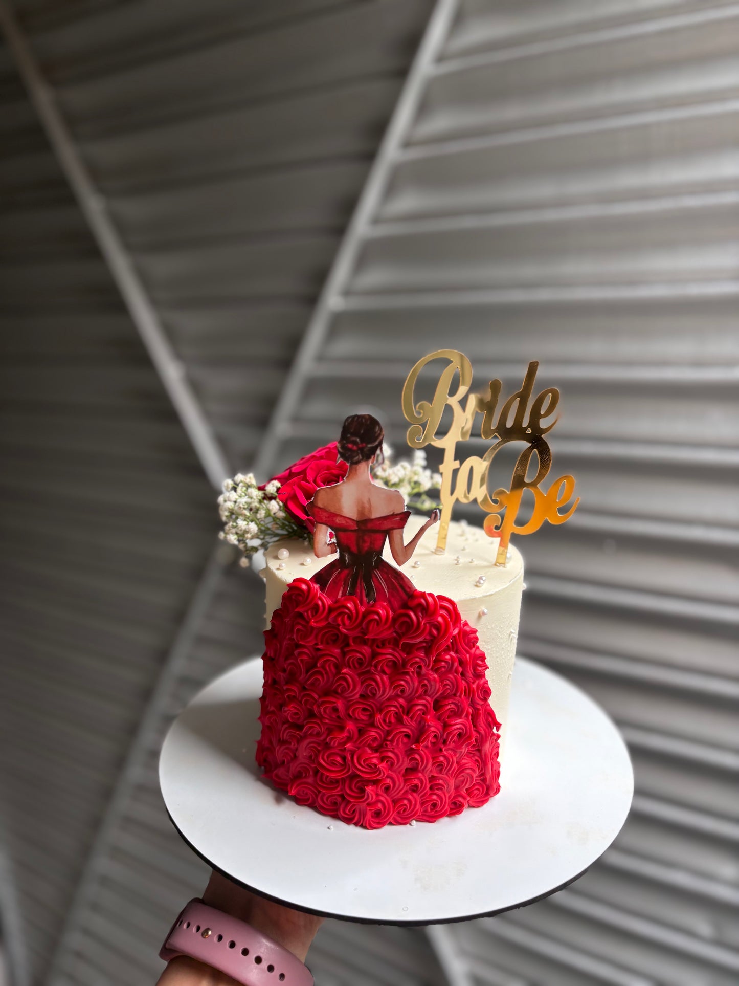 Bachelorette cake with Buttercream and Paper Decor