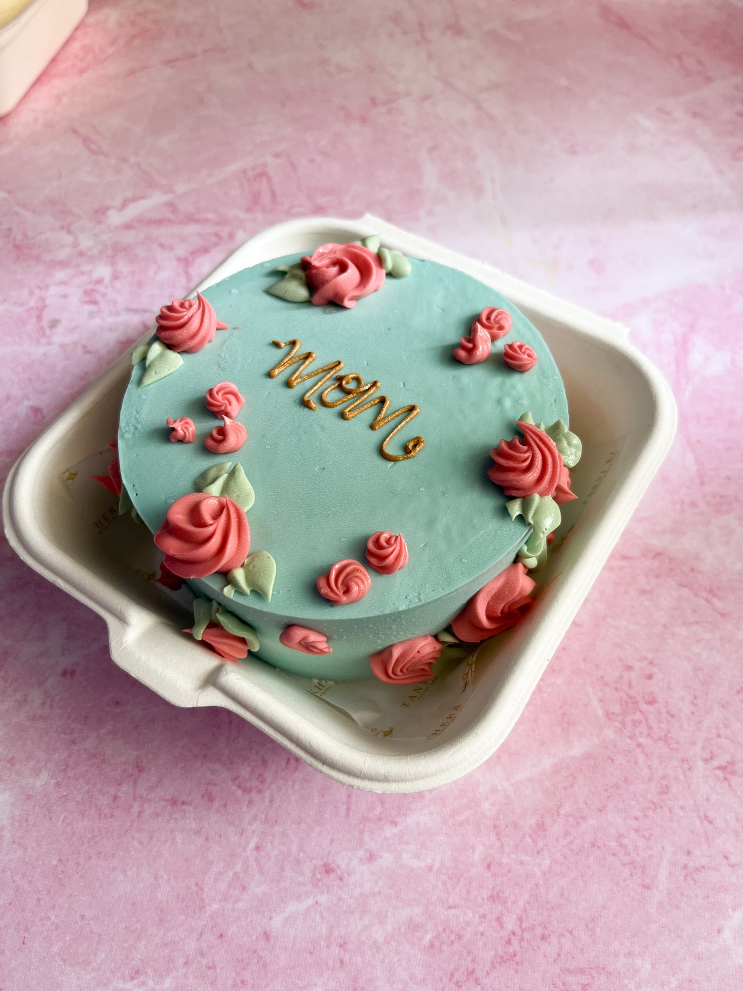 Pastel blue with florals Bento Cake for mom