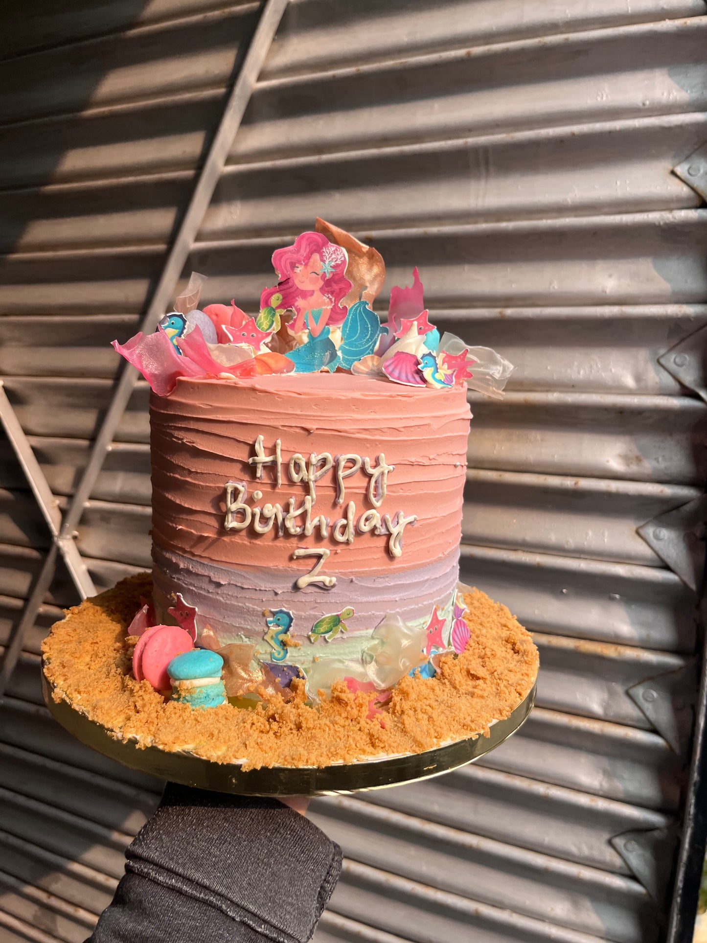 Sand Beach with Mermaid and Shells Cake