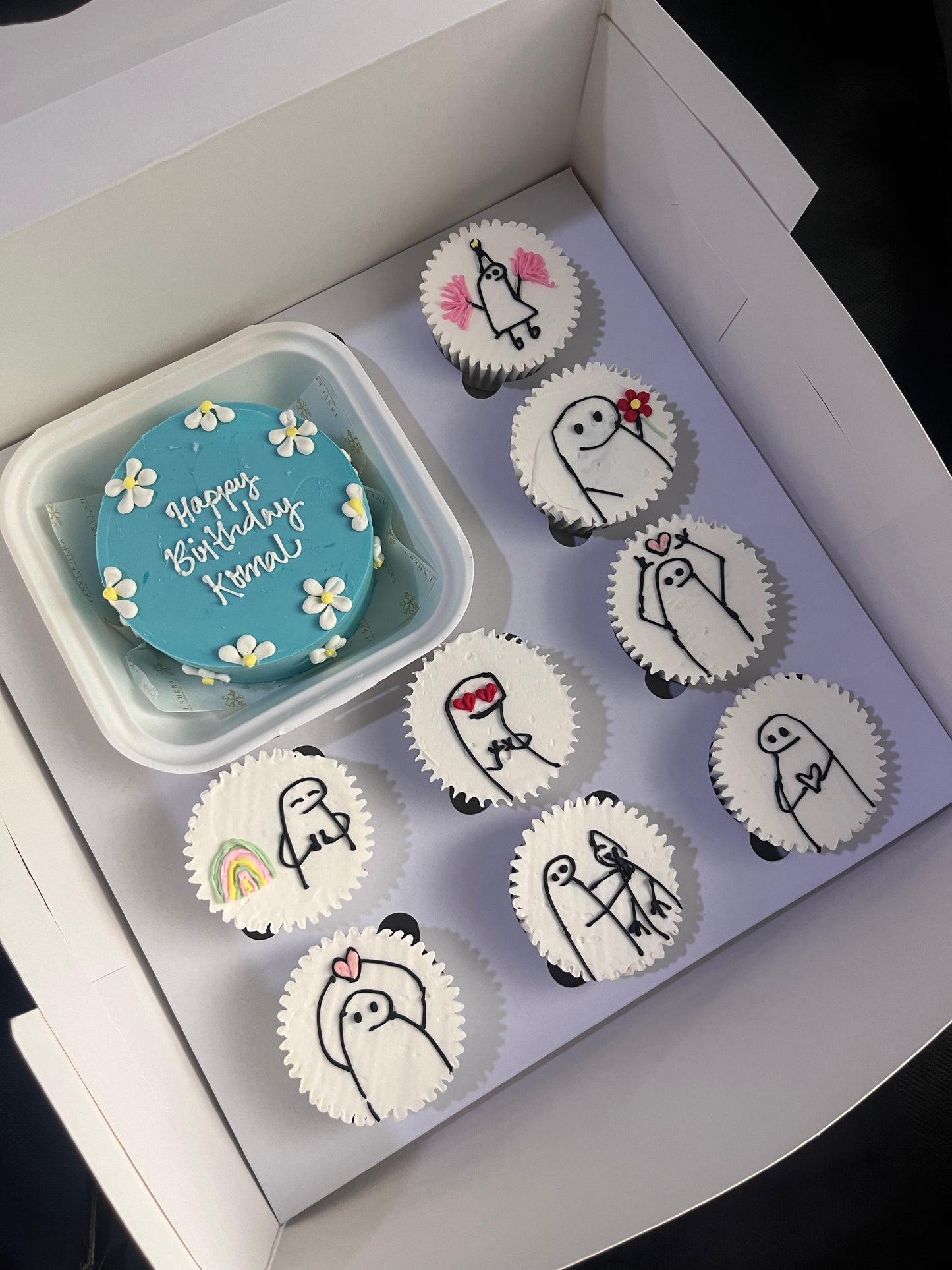 Birthday Doodle Bento Cake + 8 Cupcakes Hamper