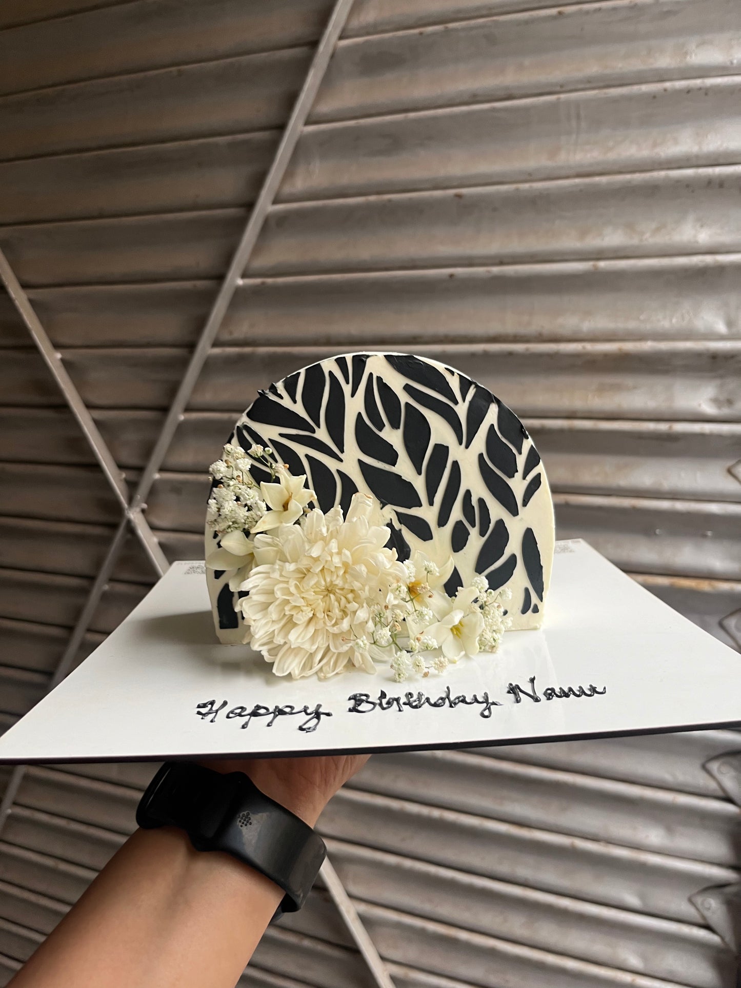 Black Floral standing Cake