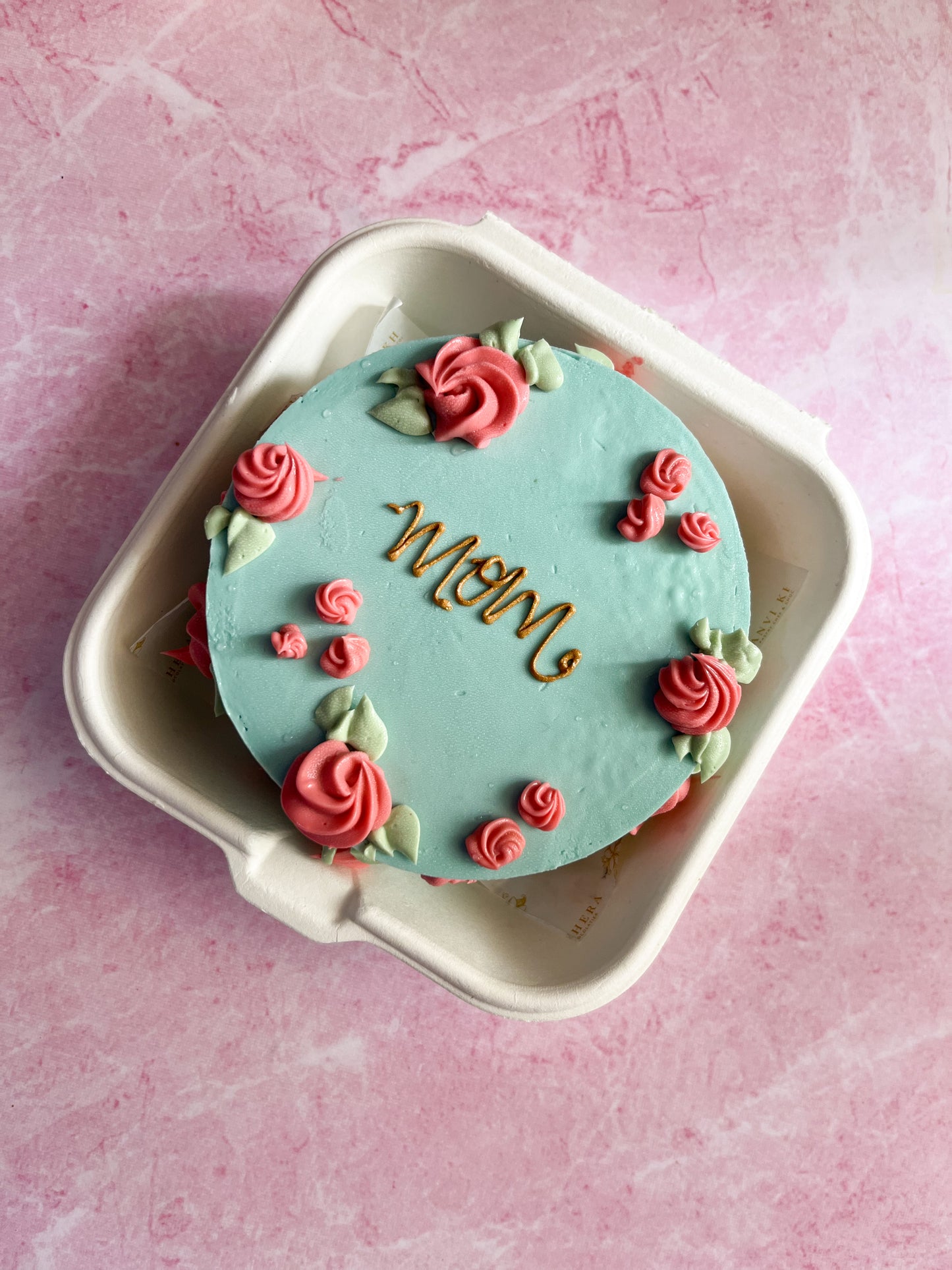 Pastel blue with florals Bento Cake for mom