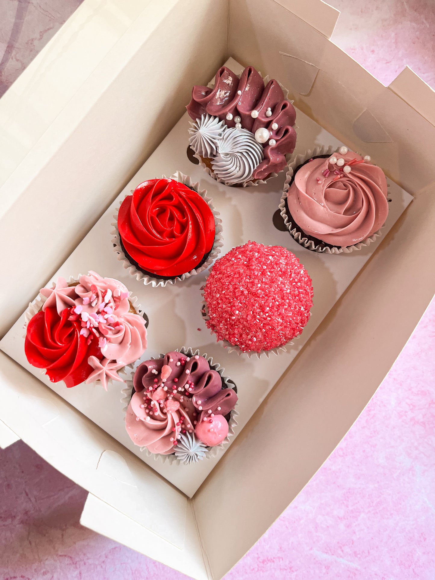 Pink Love Cupcake box of 6