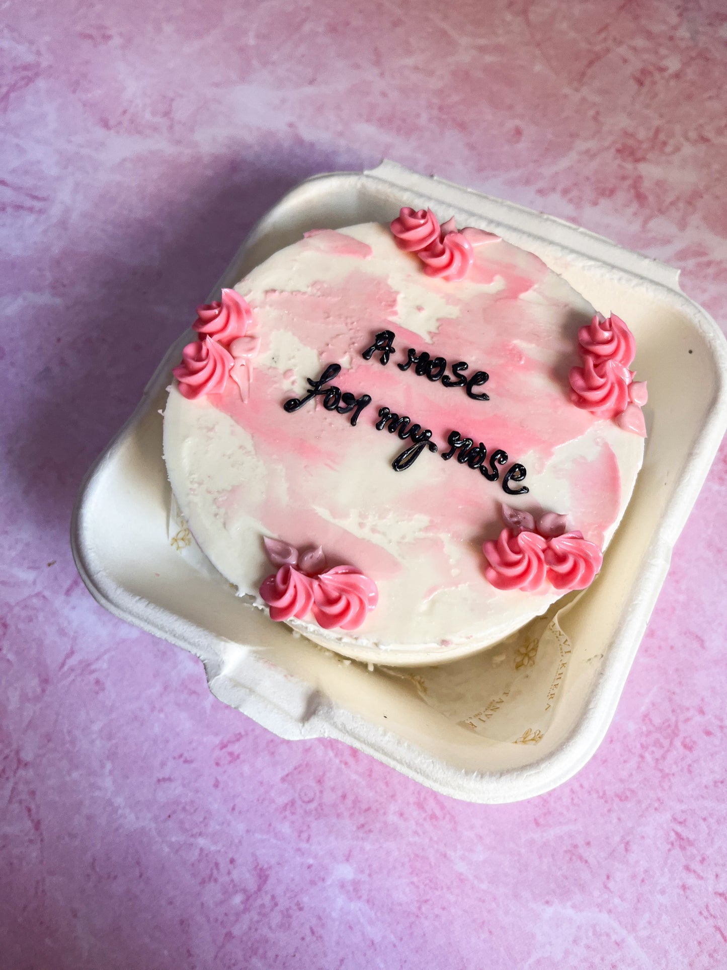Pink Buttercream Rose Bento