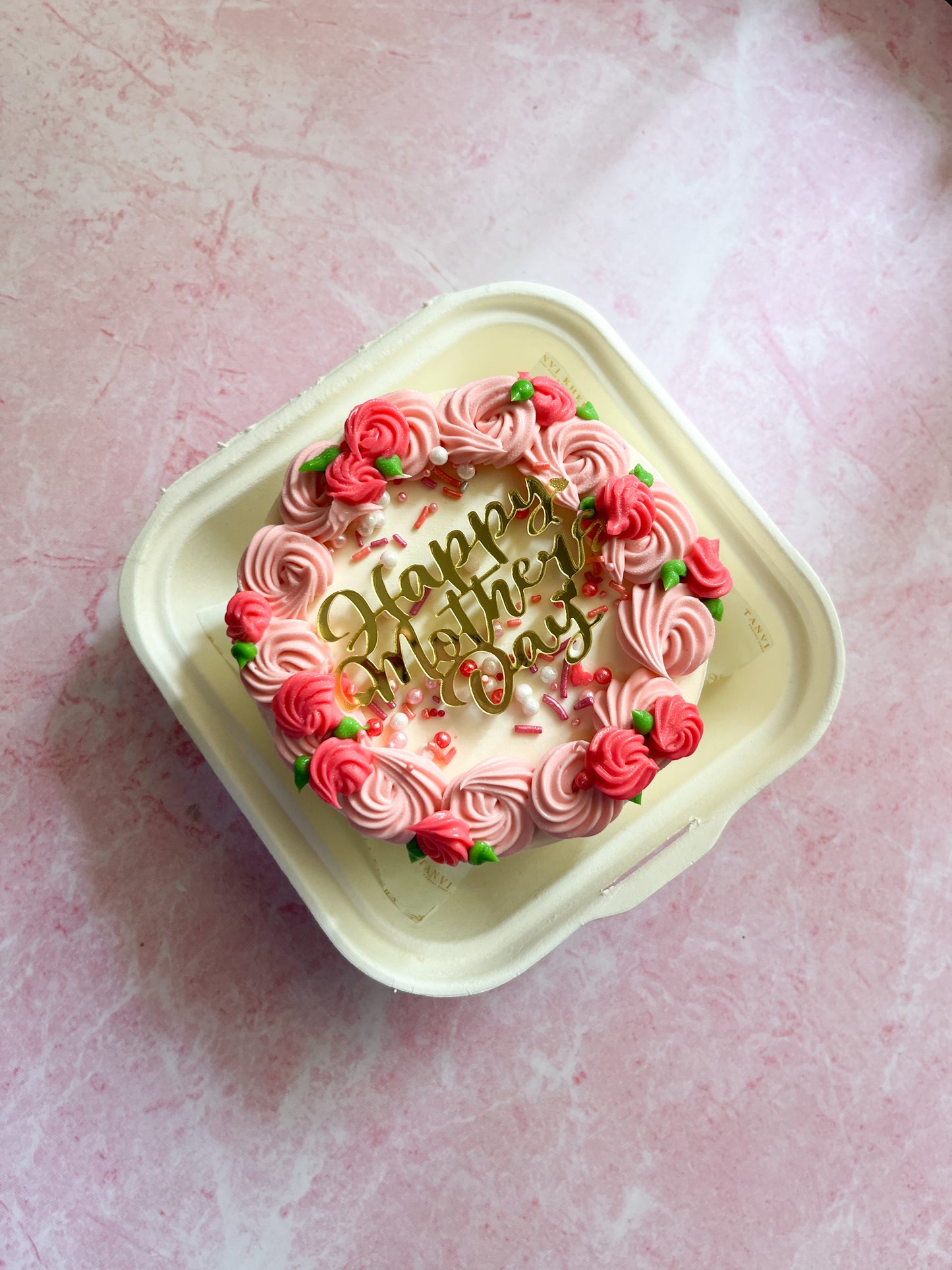 Pink floral swirl Bento Cake
