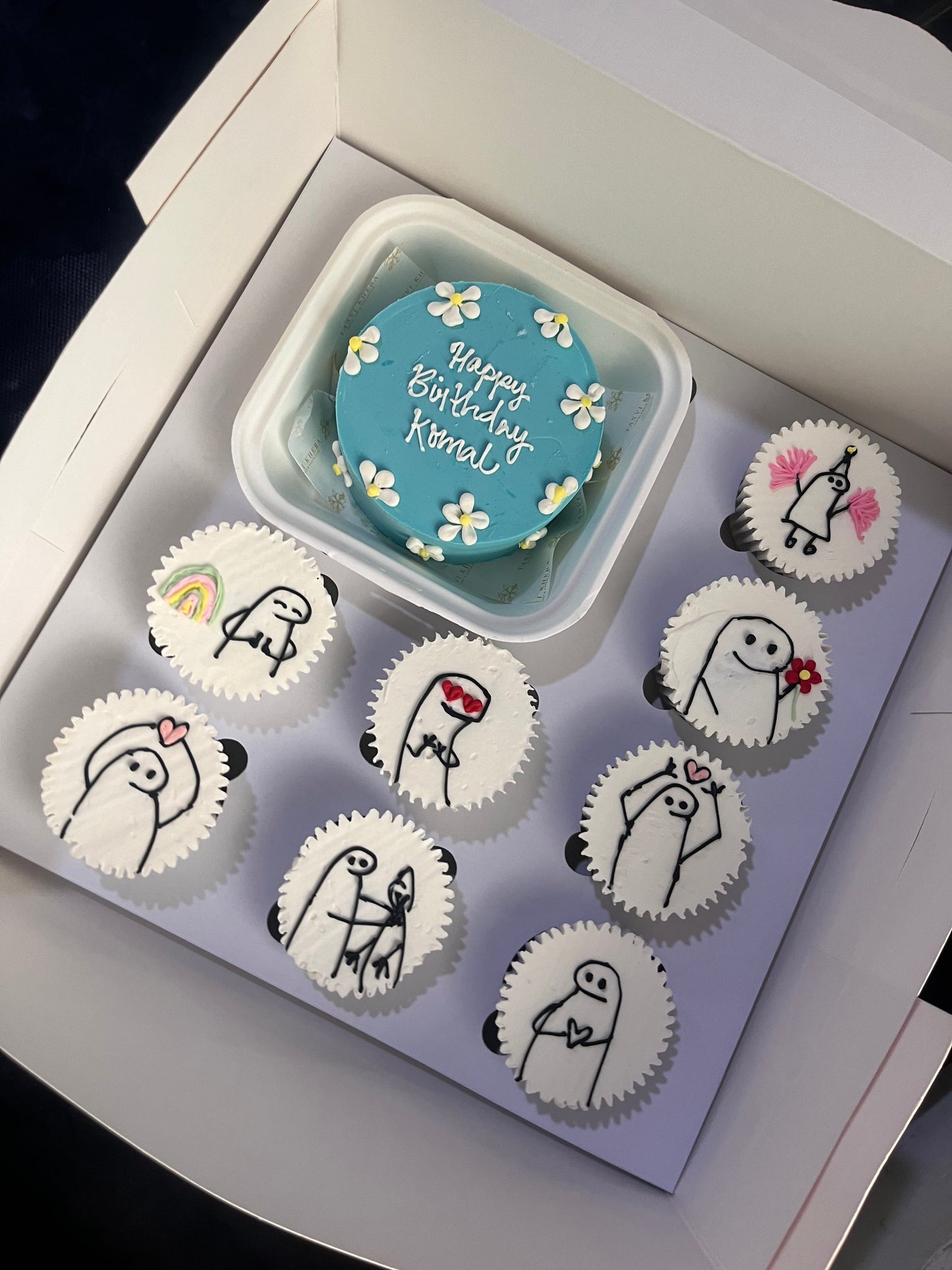 Birthday Doodle Bento Cake + 8 Cupcakes Hamper