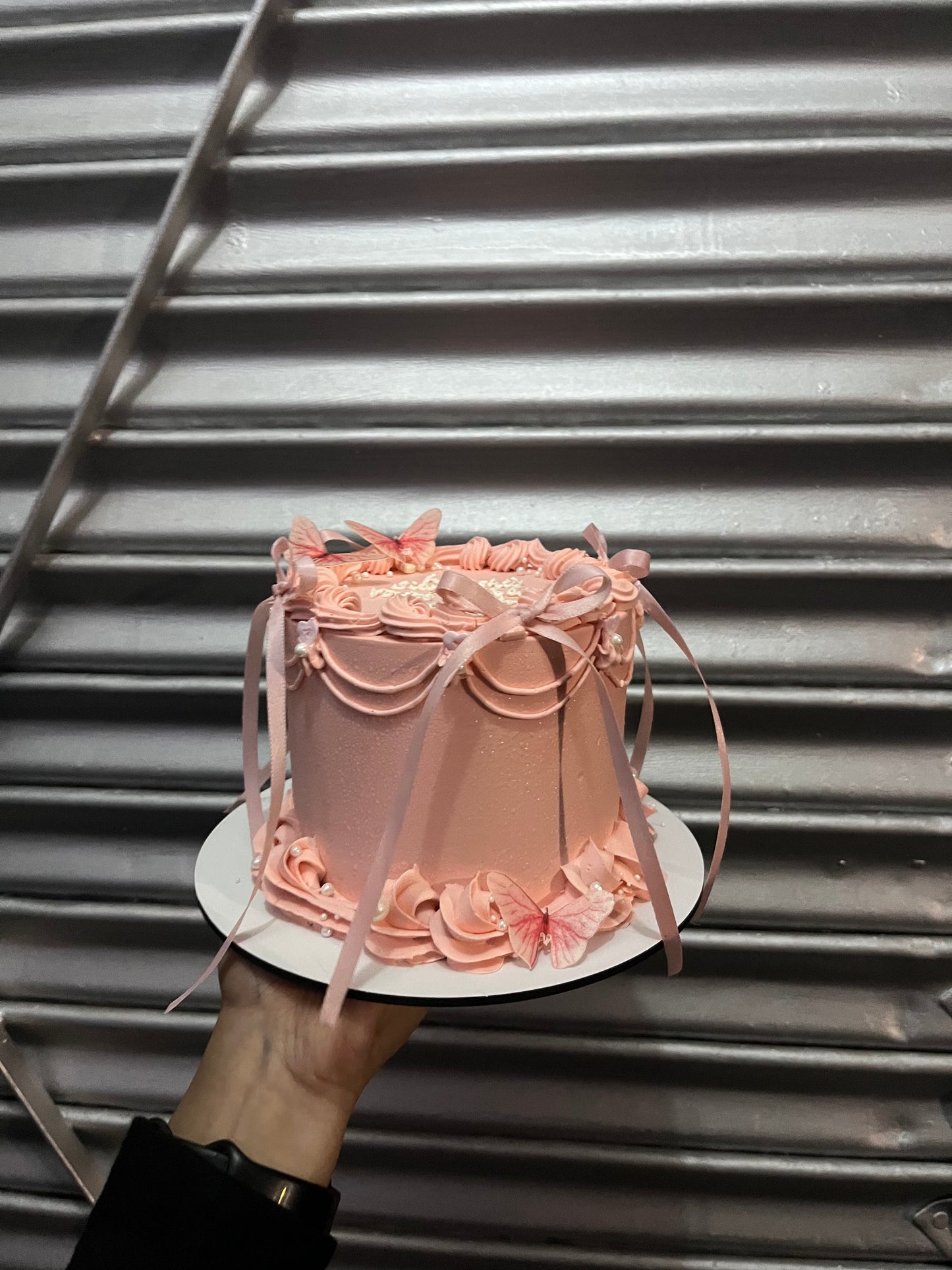 Pink Cake With Bow Victorian Cake