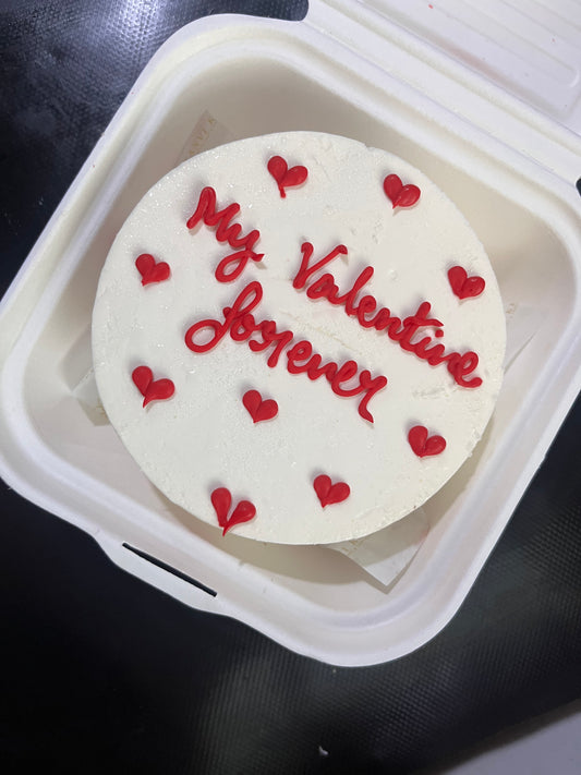 Simple White with Red Hearts Bento Cake