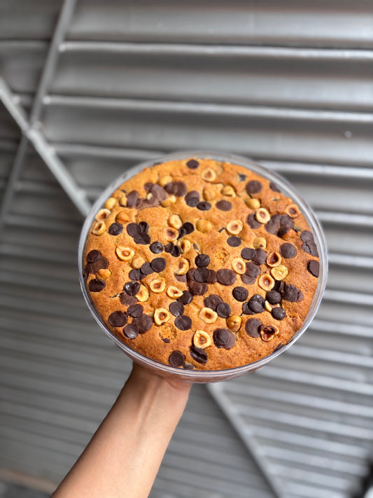 Butter Tea cake with Belgian Chocolate chips and Hazelnuts