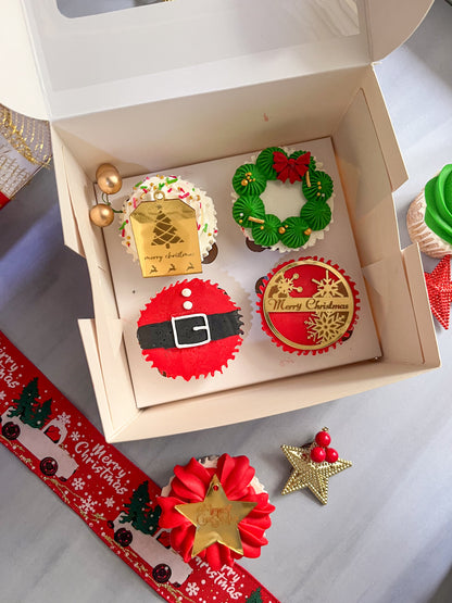 Christmas Cupcakes box of 4