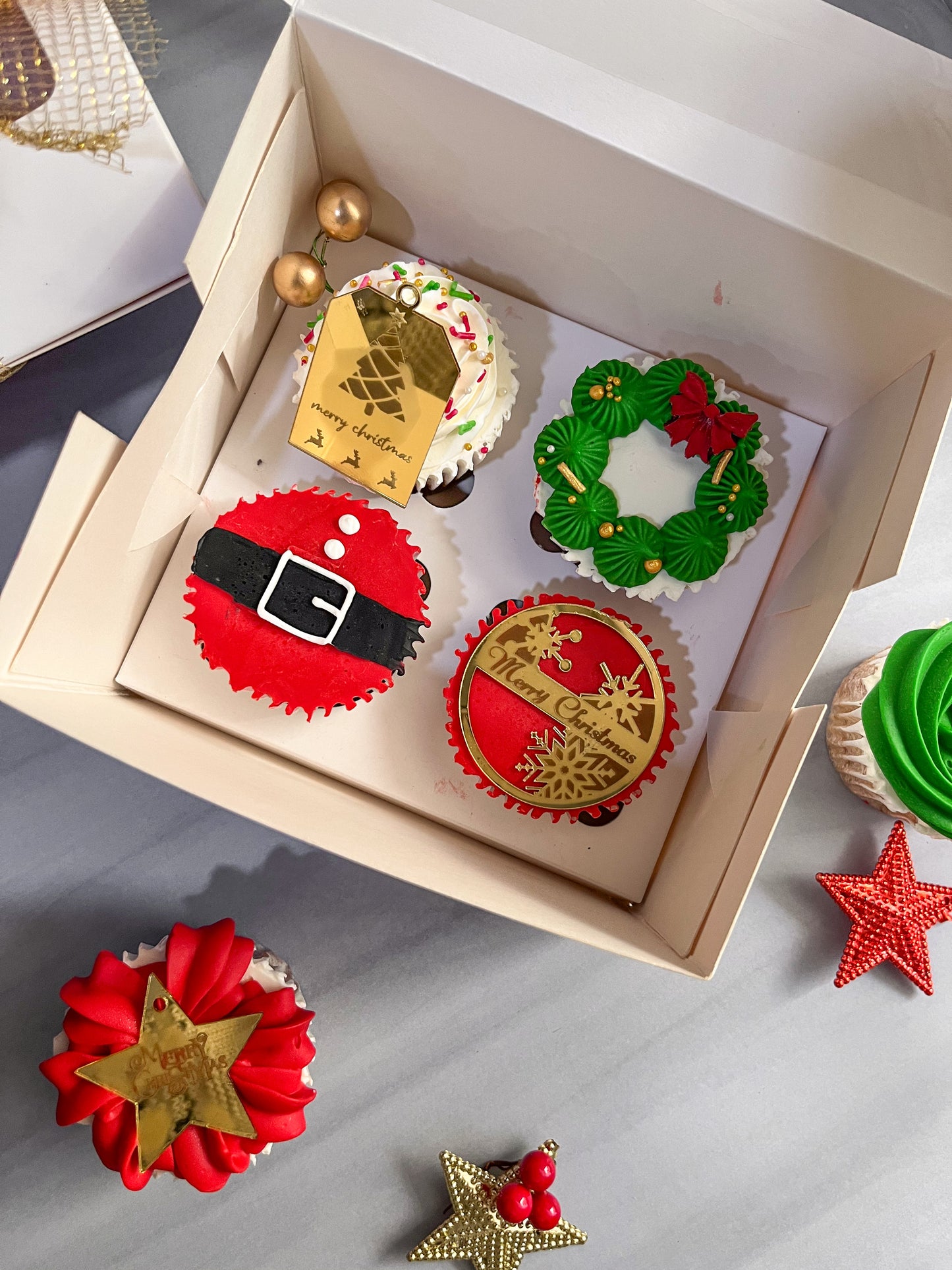 Christmas Cupcakes box of 4