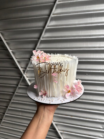 White Edible Paper Decor Cake