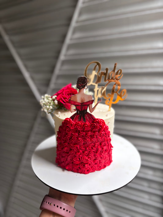 Bachelorette cake with Buttercream and Paper Decor