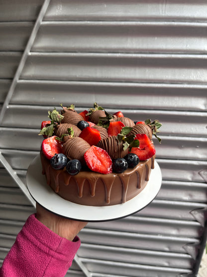 Belgian Chocolate Strawberry cake with Belgian Milk Chocolate covered Strawberry