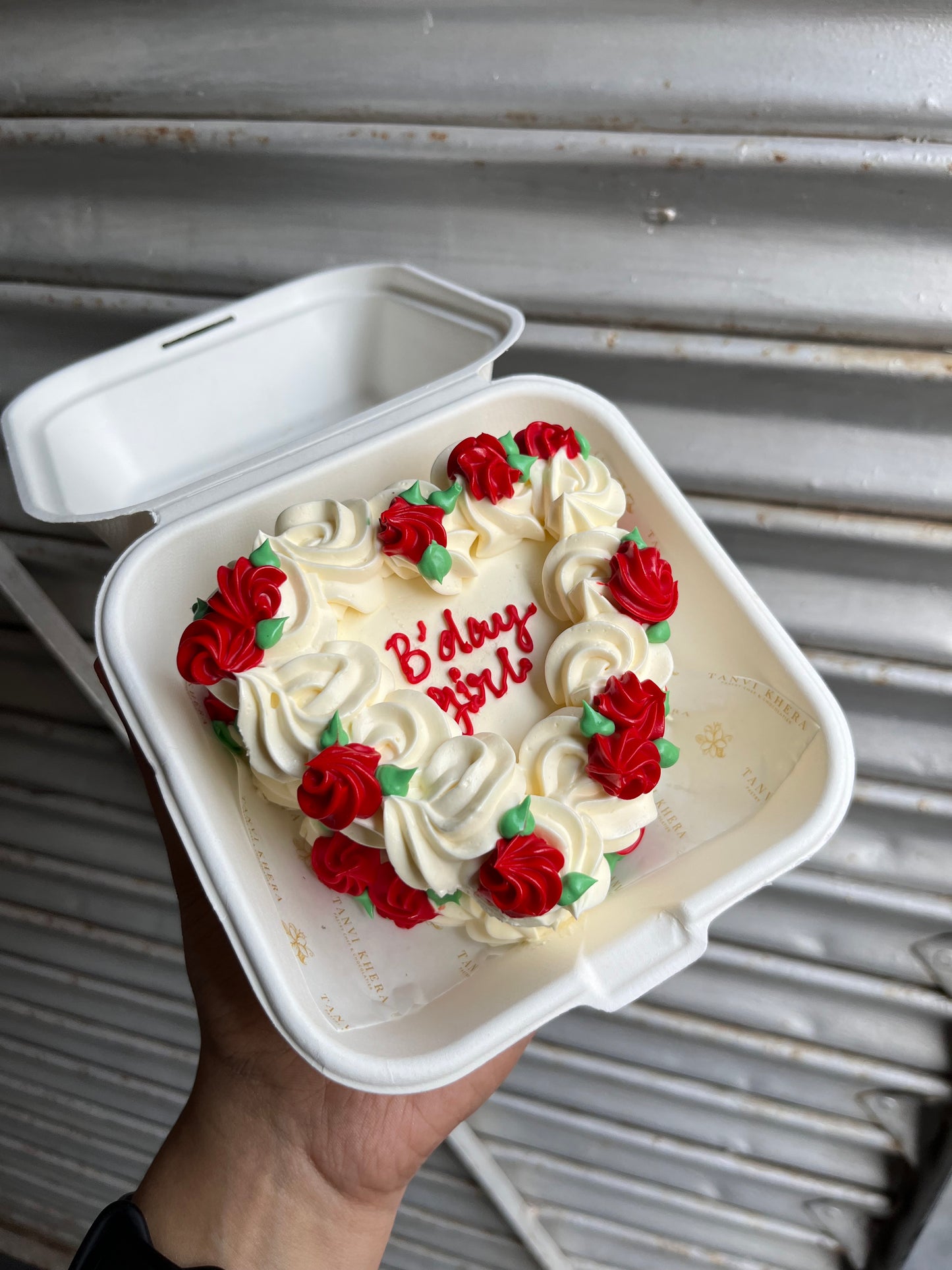 Heart bento with red flowers