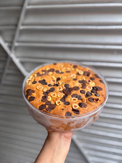 Butter Tea cake with Belgian Chocolate chips and Hazelnuts