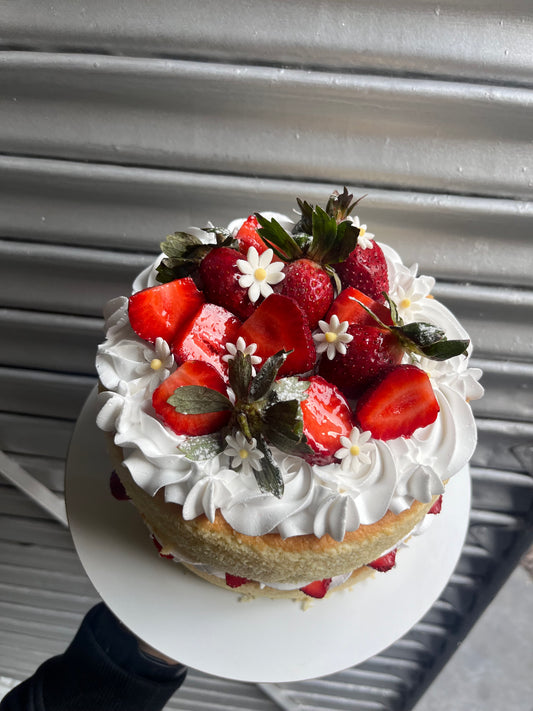 Vanilla Strawberry Chiffon sponge Whipped Chantilly Naked Cake