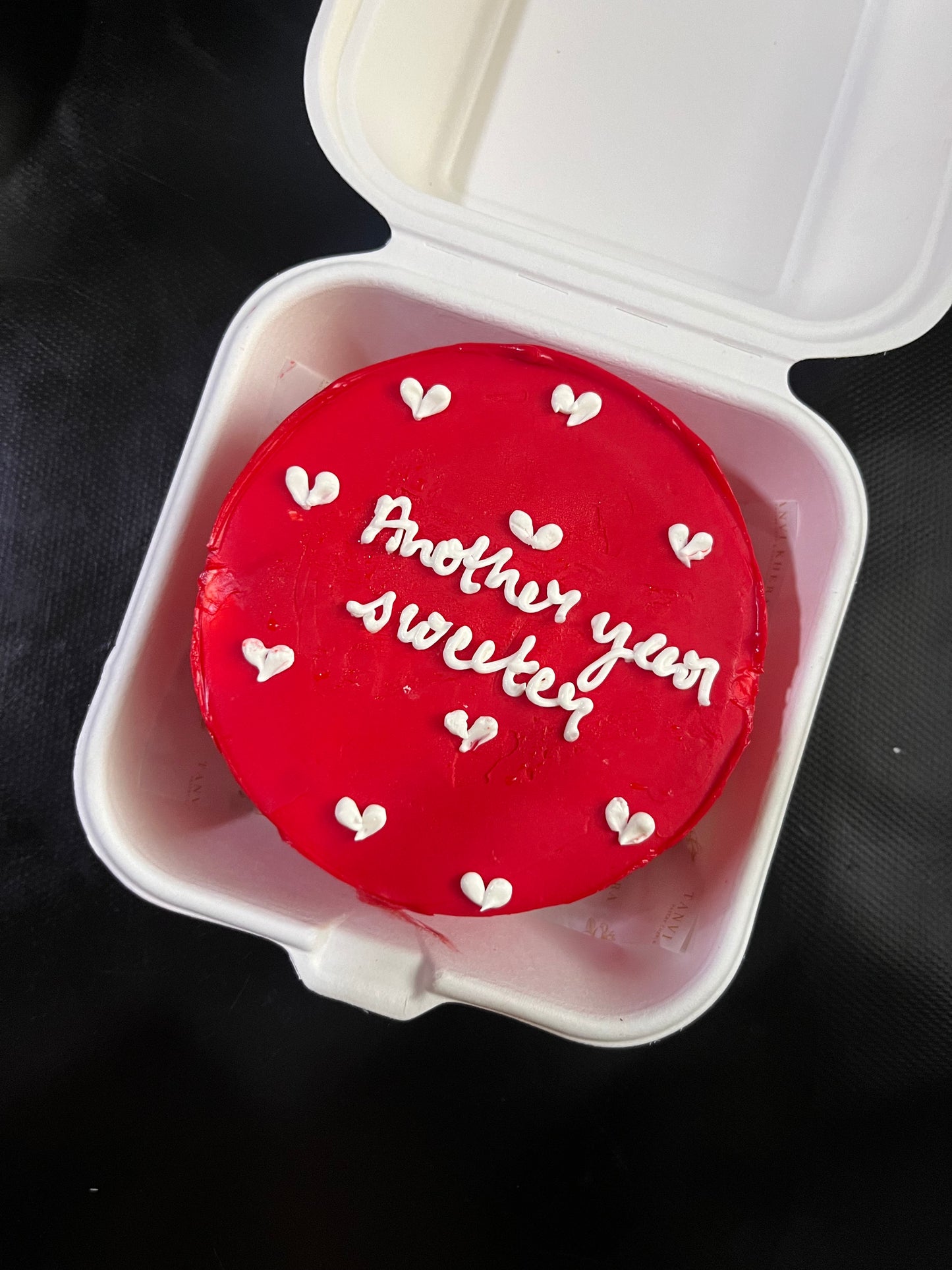 Simple Red with White Hearts Bento Cake