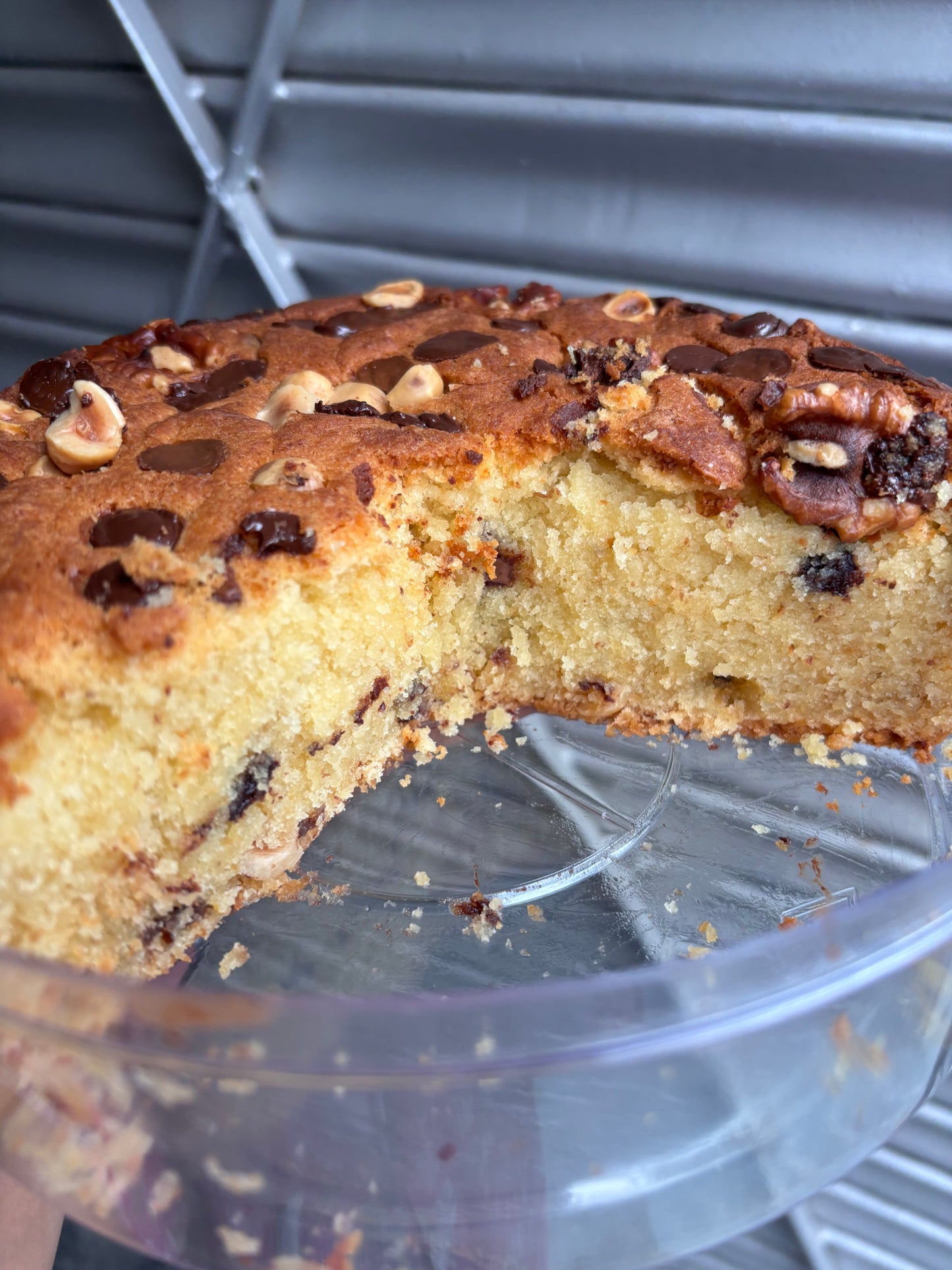 Butter Tea cake with Belgian Chocolate chips and Hazelnuts