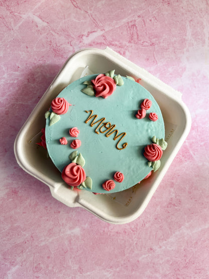 Pastel blue with florals Bento Cake for mom