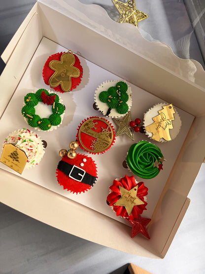 Christmas Cupcakes box of 9