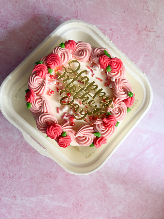 Pink floral swirl Bento Cake