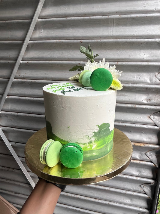 Chic Green Floral Cake