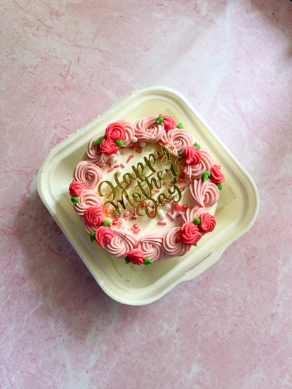 Pink floral swirl Bento Cake