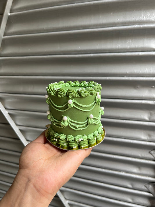Tall Green victorian Bento Cake