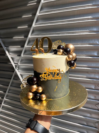 Classy White, Black & Gold Cake