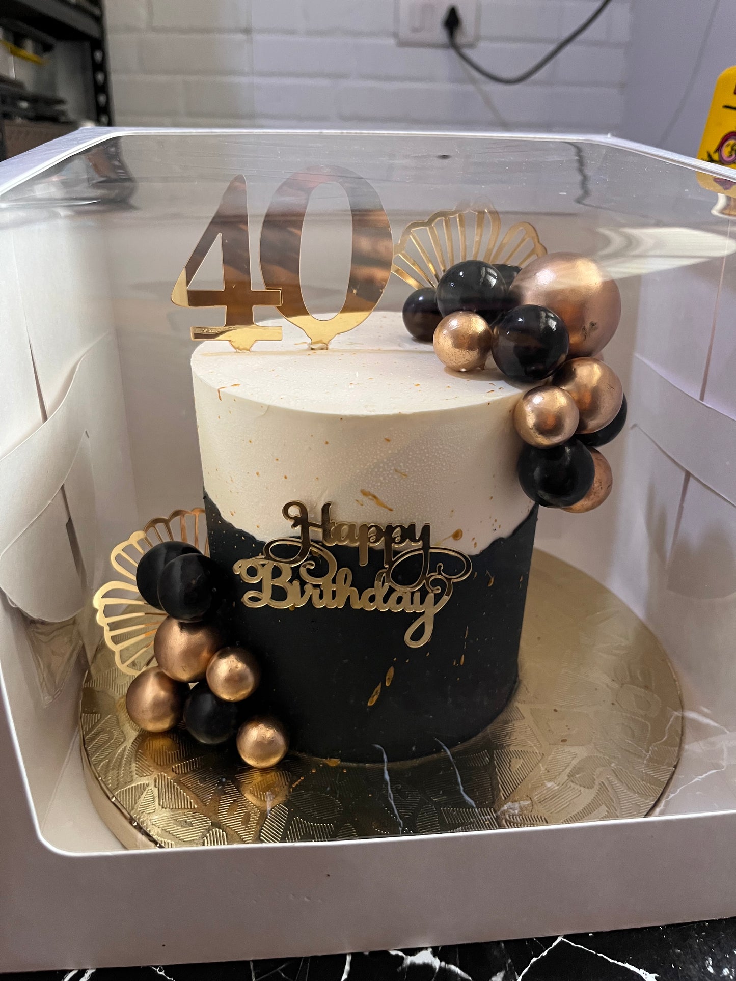 Classy White, Black & Gold Cake