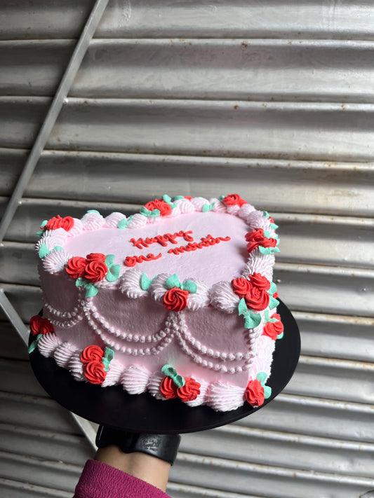 Pink and Red Cherry Victorian Cake